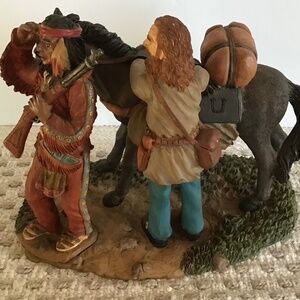 Frontier‎ Man With Packhorse Native American Indian Guide Resin 4’Tall X 6” Wide